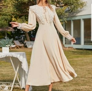 Statement Collar Tie Neck A-line dress